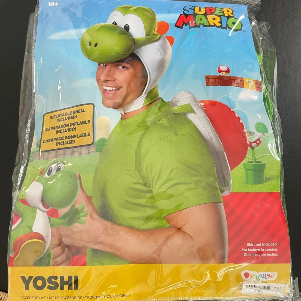 Super Mario Yoshi Accessory Kit Plush Headpiece & Shell Halloween Costume Green